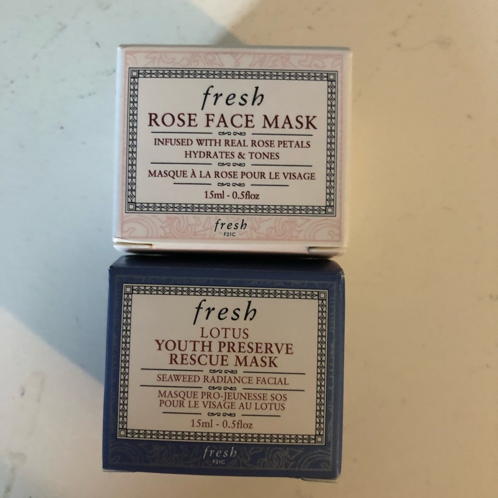 Fresh face masks, rose hydration and lotus youth